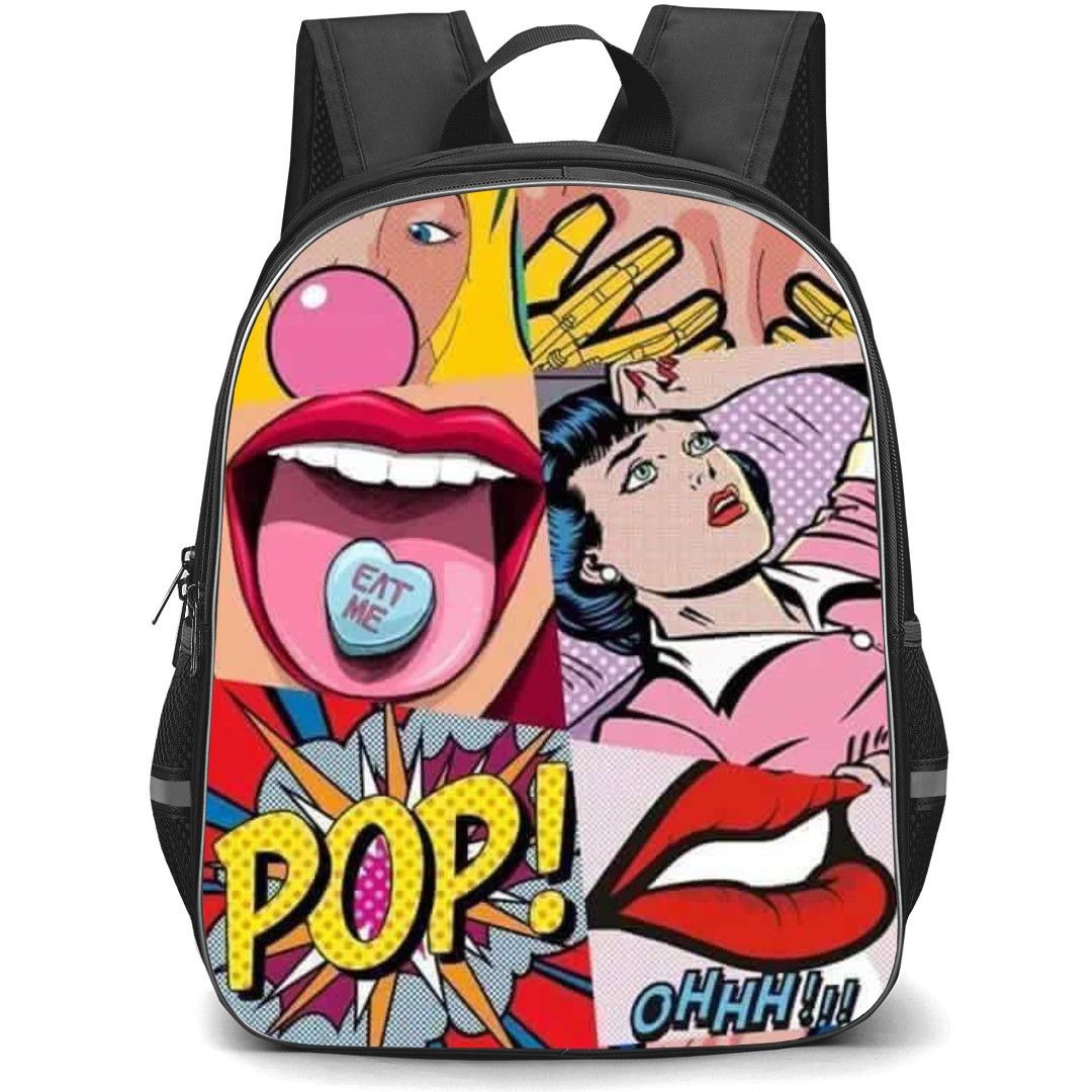 Pop Art Pattern Backpack StudentPack - Pop Ohh Quote Comic Art