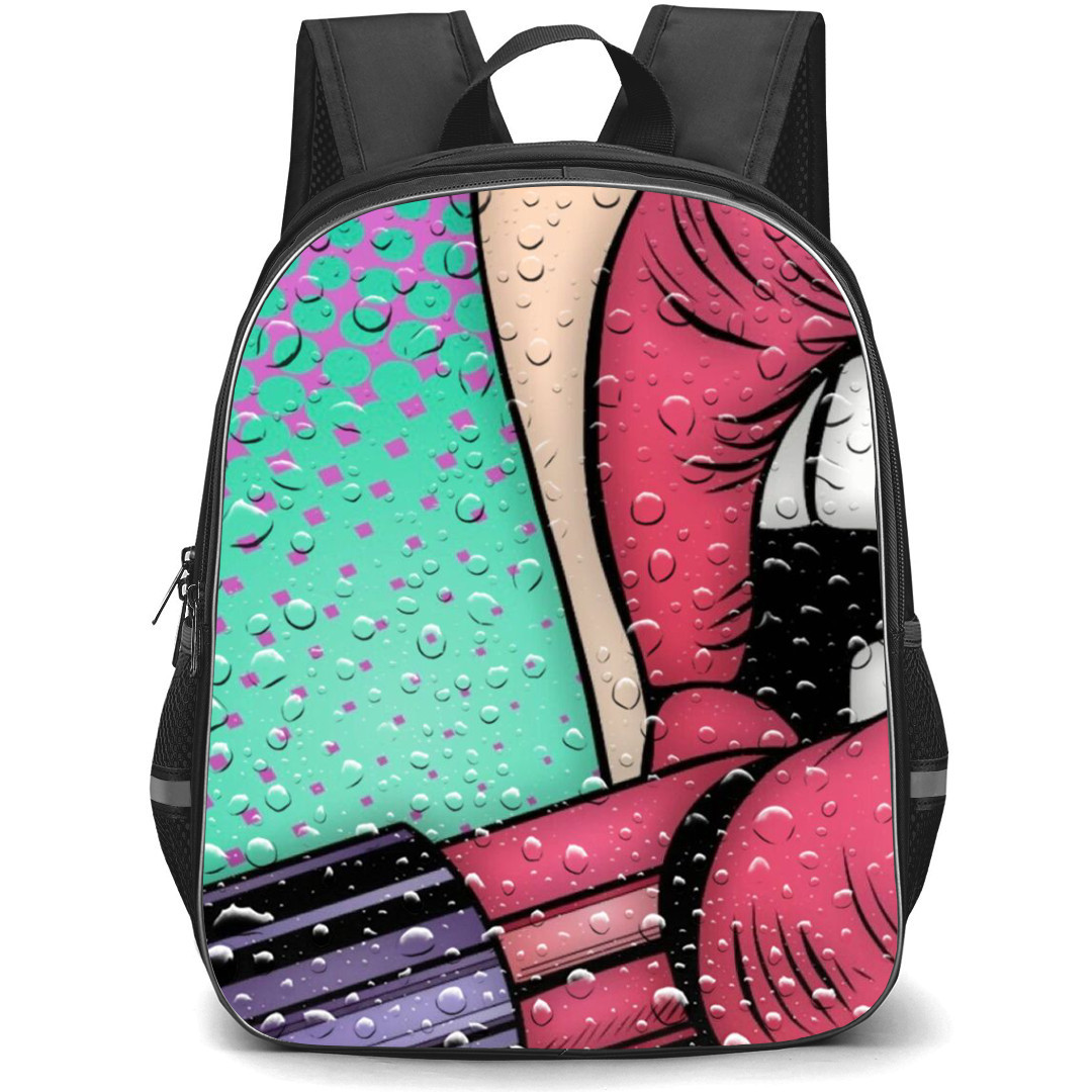 Pop Art Pattern Backpack StudentPack - Red Lipstick Rain Dots Background