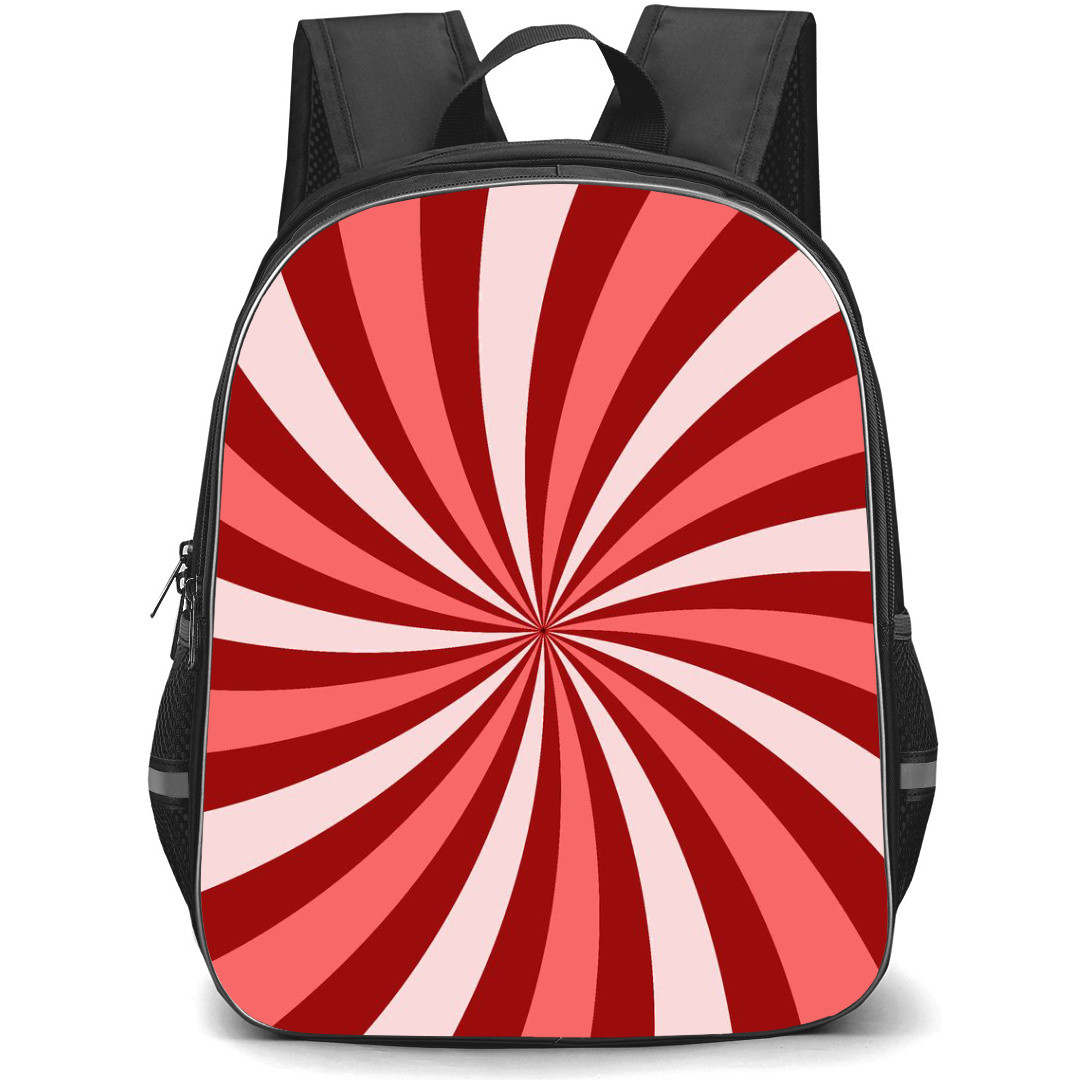 Pop Art Pattern Backpack StudentPack - Red and White Spiral Ray Background