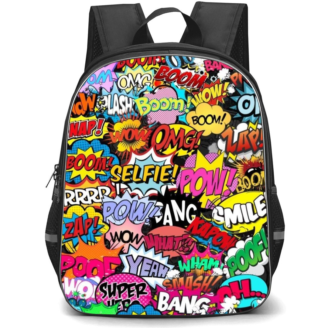 Pop Art Pattern Backpack StudentPack - Selfie Pow Smile Expressions Collage