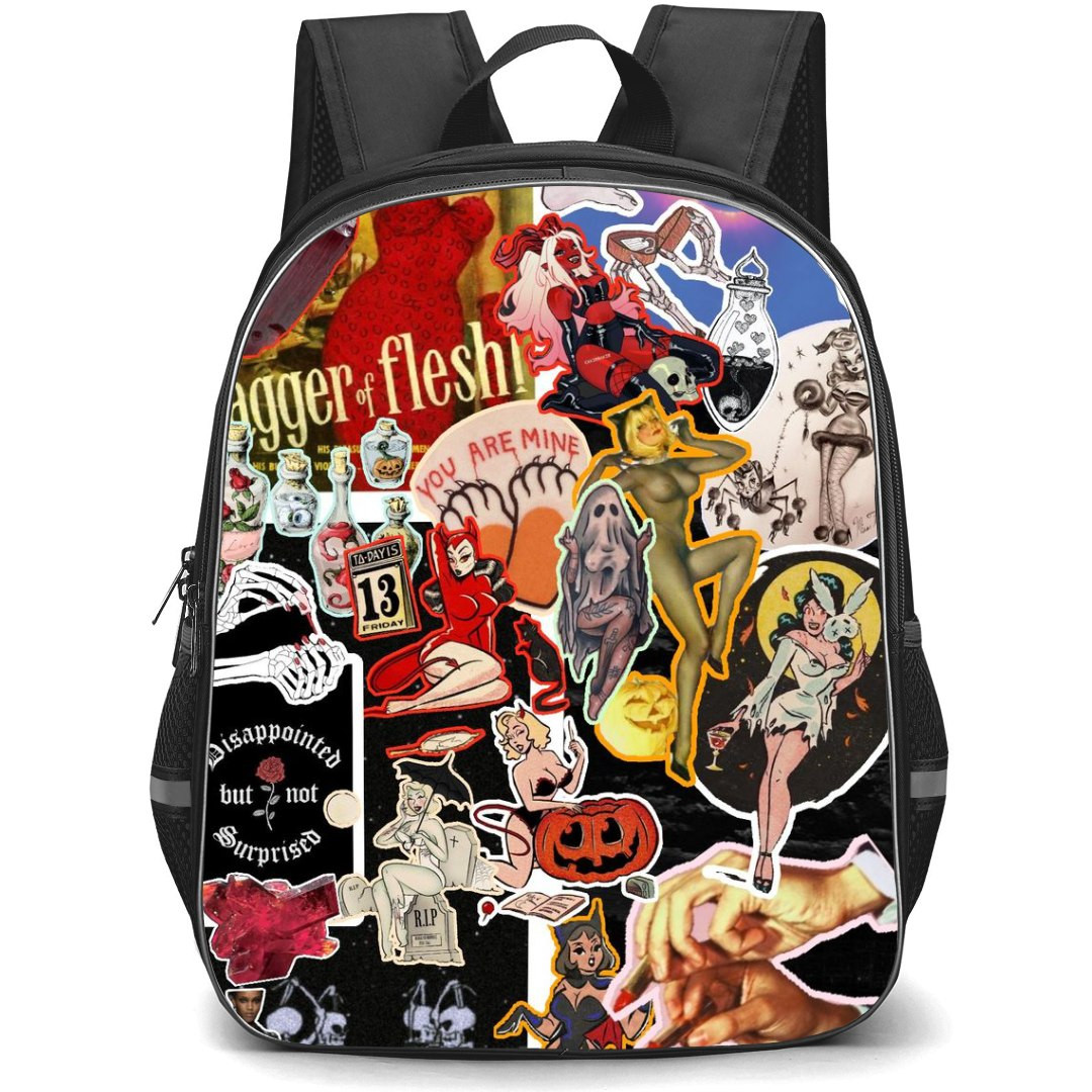 Pop Art Pattern Backpack StudentPack - Sexy Women Handing Red Lipstick