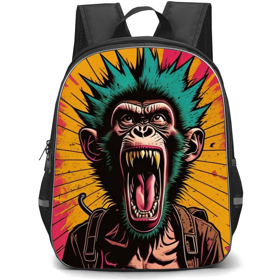 Pop Art Pattern Backpack StudentPack - Shouting Monkey Spiky Hair