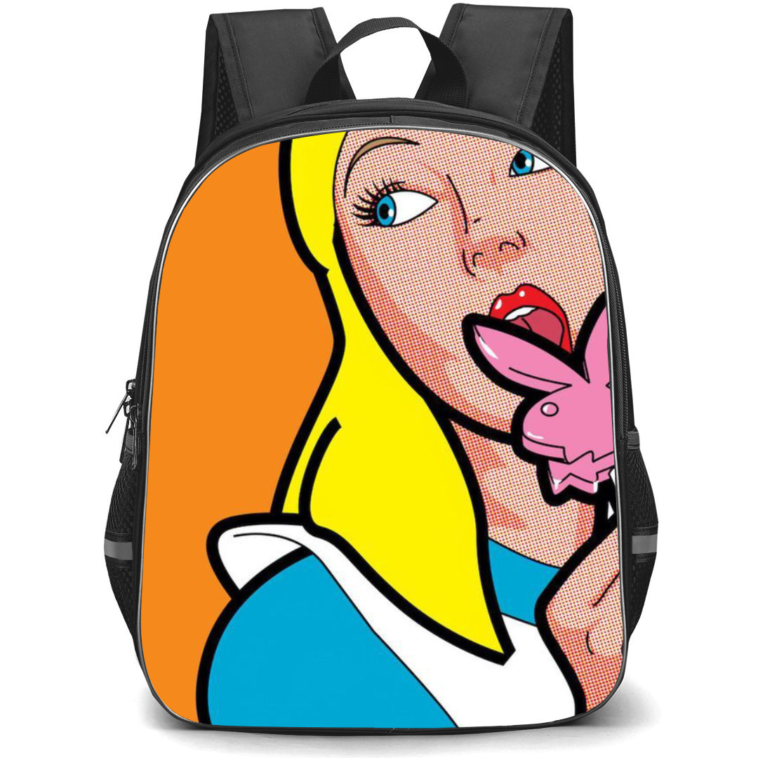 Pop Art Pattern Backpack StudentPack - Sleeping Beauty Licking Playboy Lolipop