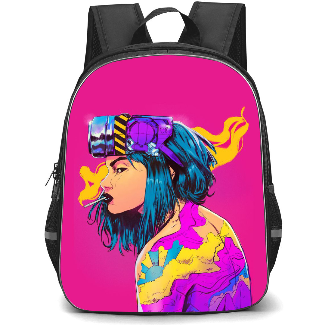 Pop Art Pattern Backpack StudentPack - Smoking Girl Wearing VR Headset
