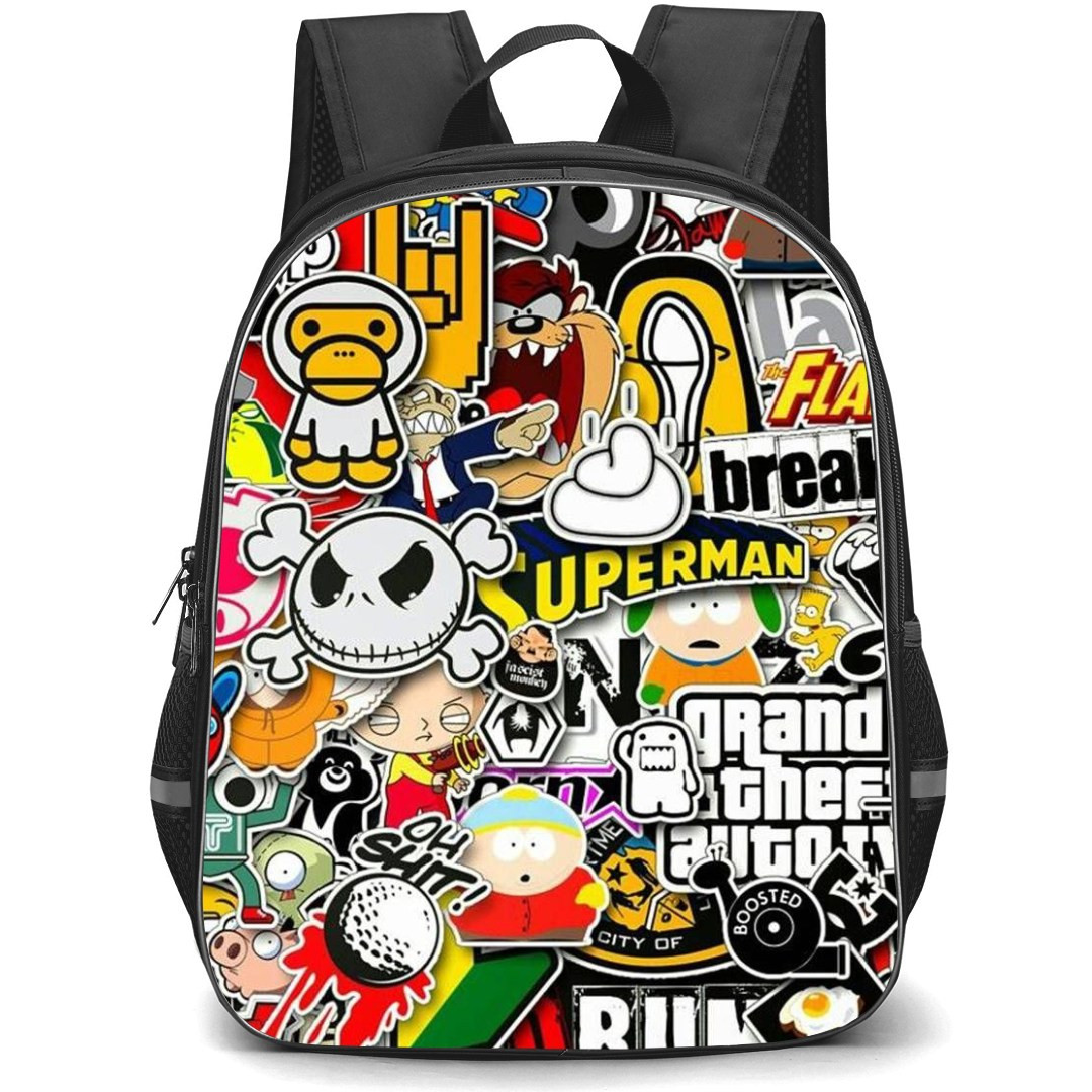 Pop Art Pattern Backpack StudentPack - South Park Sticker Art Collage