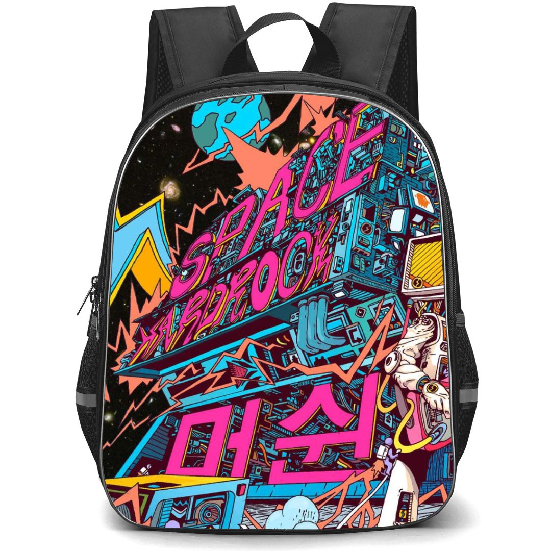 Pop Art Pattern Backpack StudentPack - Space Hardrock Japanses Font