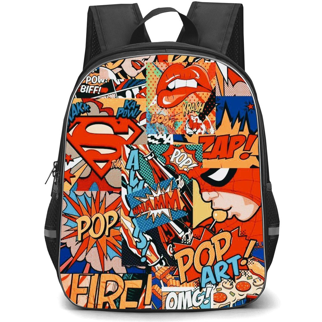 Pop Art Pattern Backpack StudentPack - Spiderman Kissing Lolipop Coke Whamm