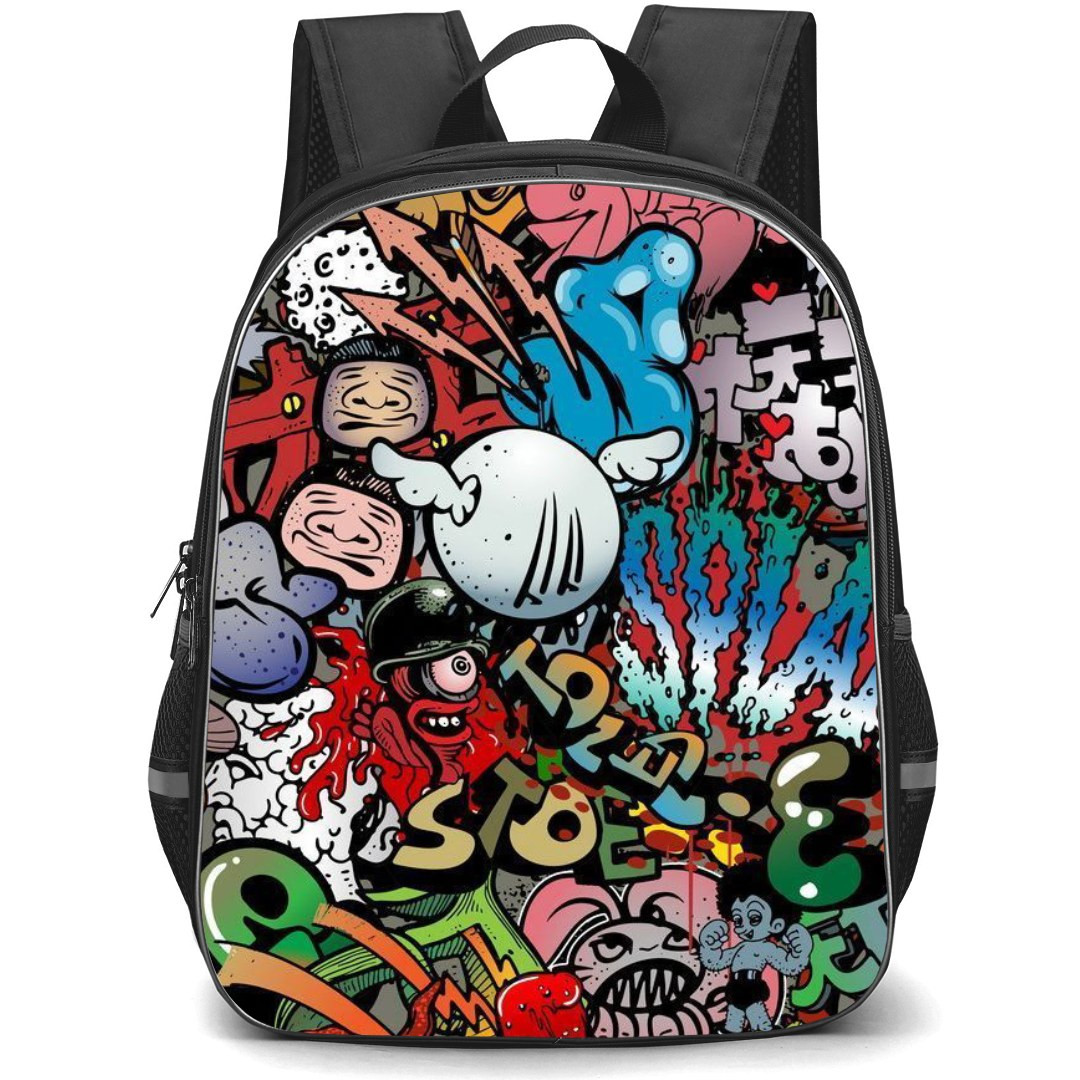 Pop Art Pattern Backpack StudentPack - Stoned Splak Graffiti Collage