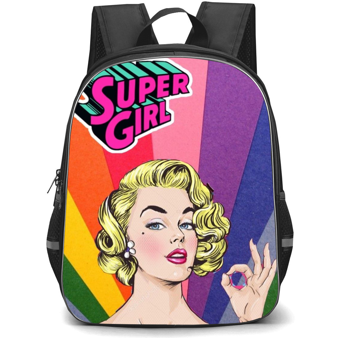 Pop Art Pattern Backpack StudentPack - Supergirl Blonde OK Sign