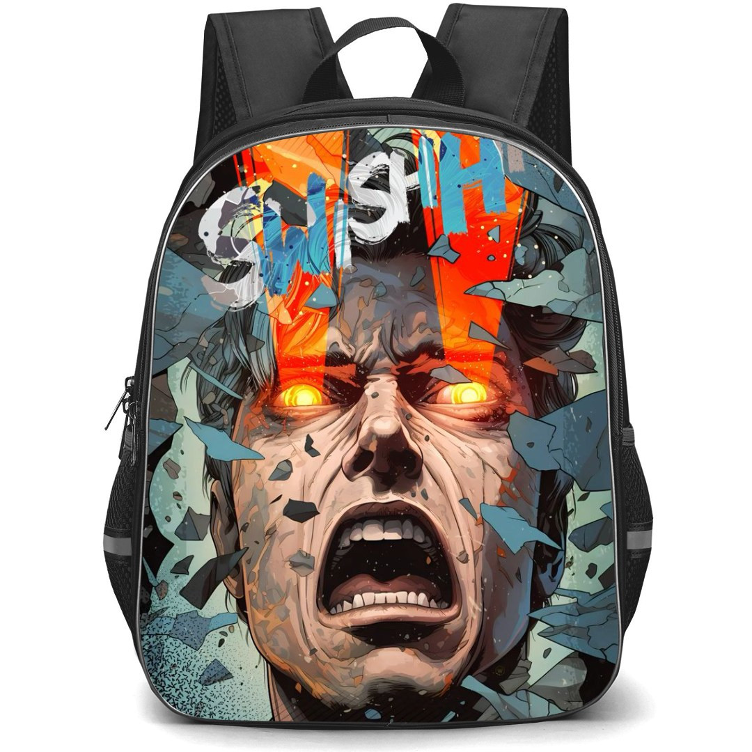 Pop Art Pattern Backpack StudentPack - Swishhh Laser Eyes Gray Background