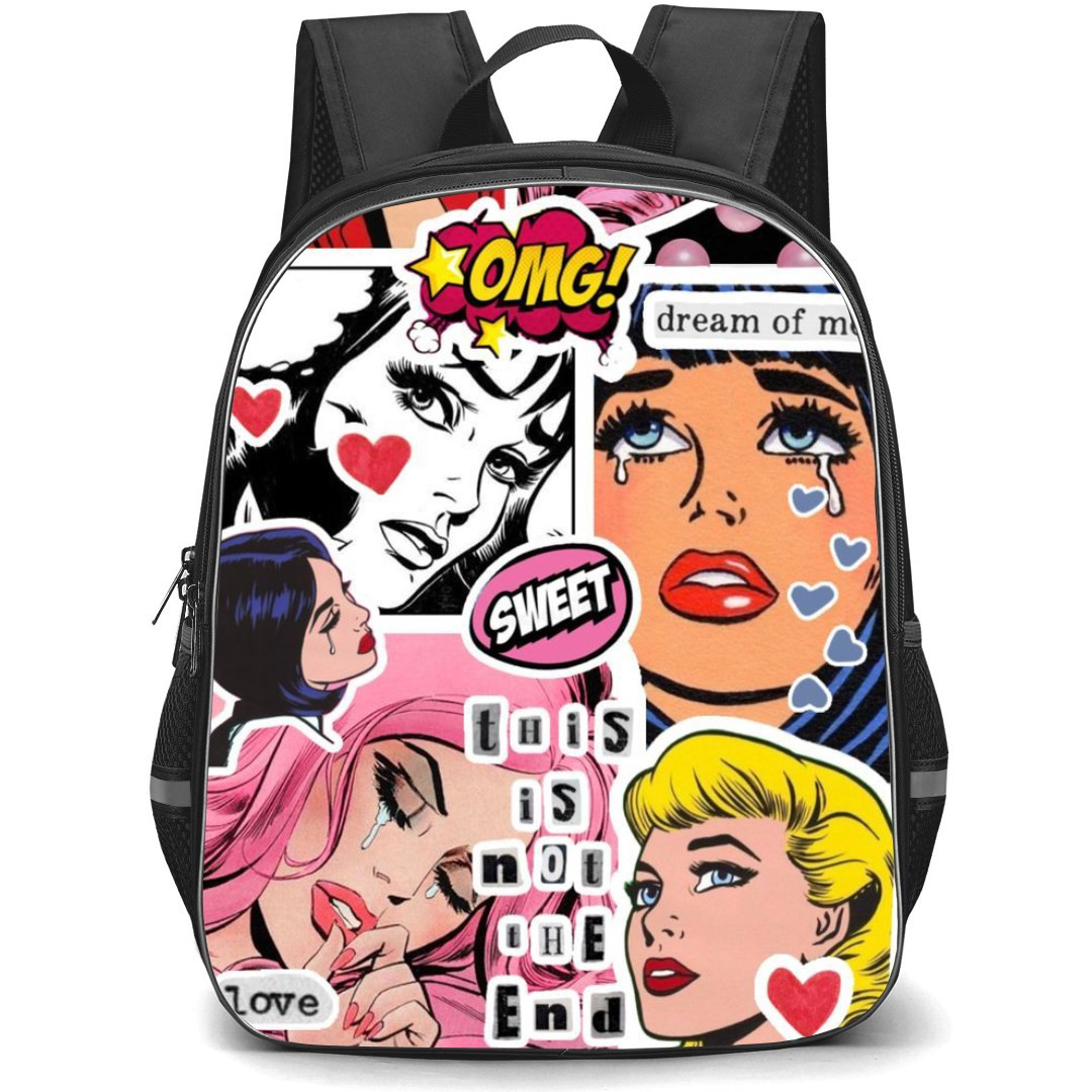 Pop Art Pattern Backpack StudentPack - This is Not the End Crying on the