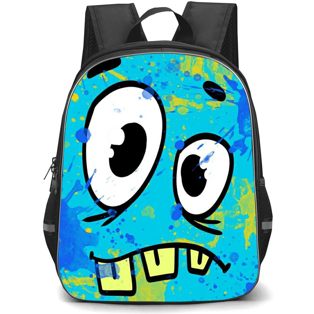 Pop Art Pattern Backpack StudentPack - Three Teeth Splat Blue Background