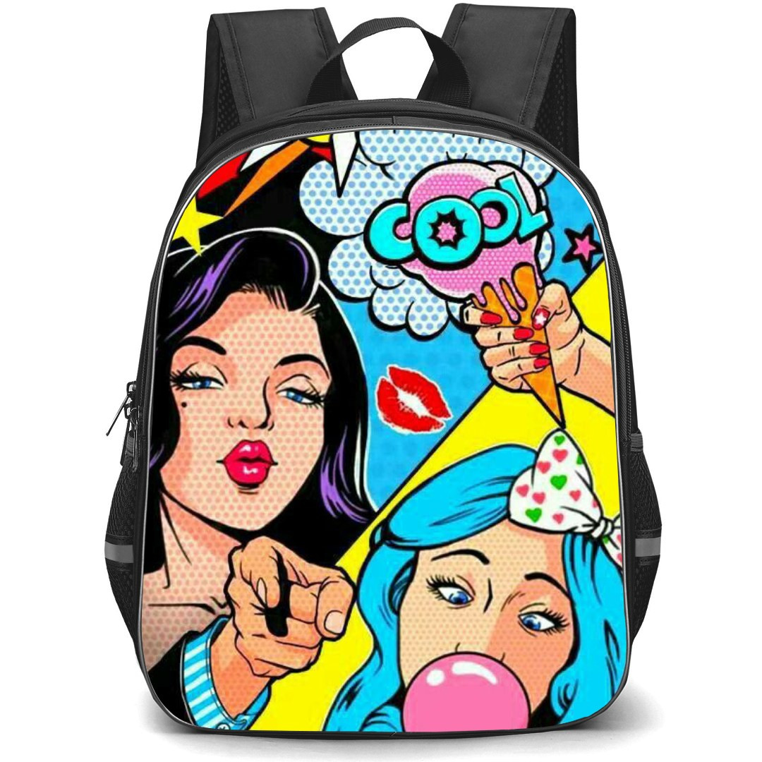 Pop Art Pattern Backpack StudentPack - Two Women Poop Cool