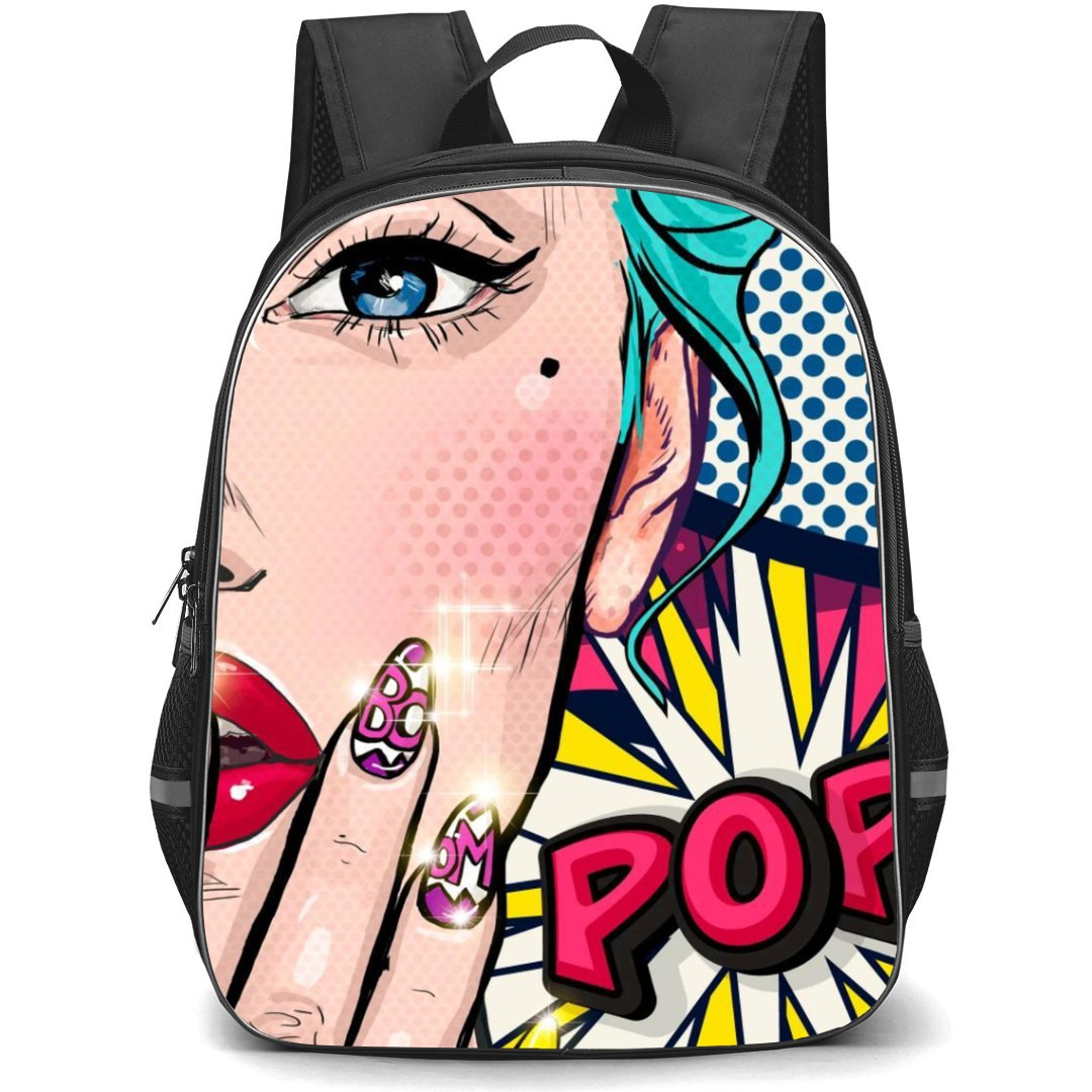 Pop Art Pattern Backpack StudentPack - Woman Shocked Pop Expression
