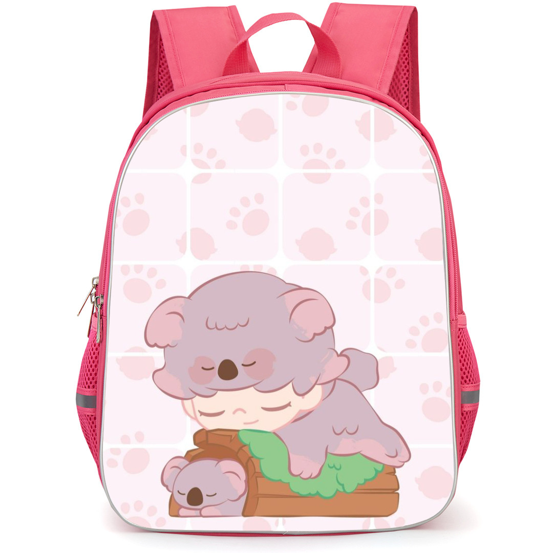 Pop Mart Dimoo Backpack StudentPack - Dimoo Koala Pawprint Pattern Art Background