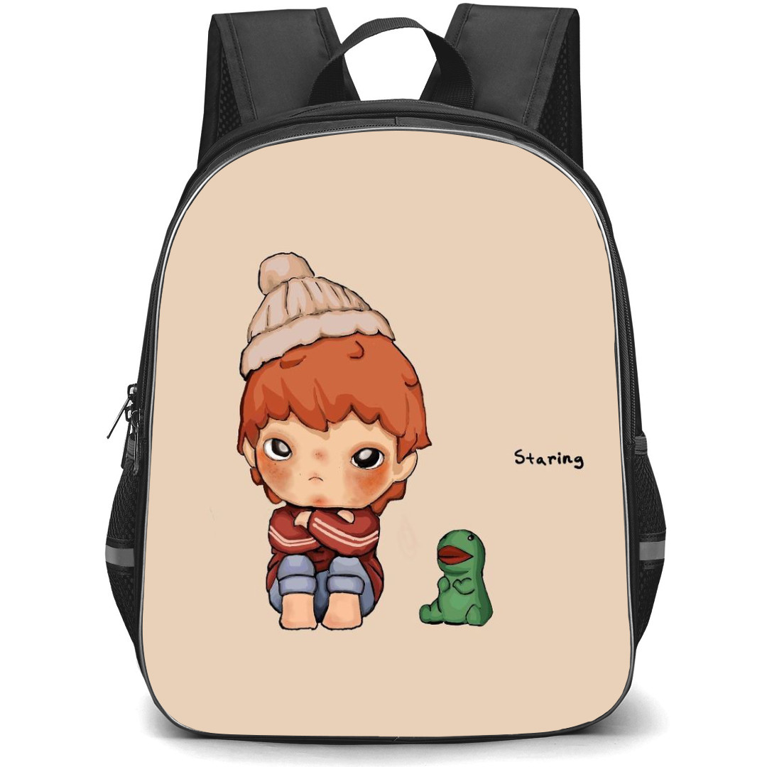 Pop Mart Hirono Backpack StudentPack - Hirono Sitting Staring Illustration