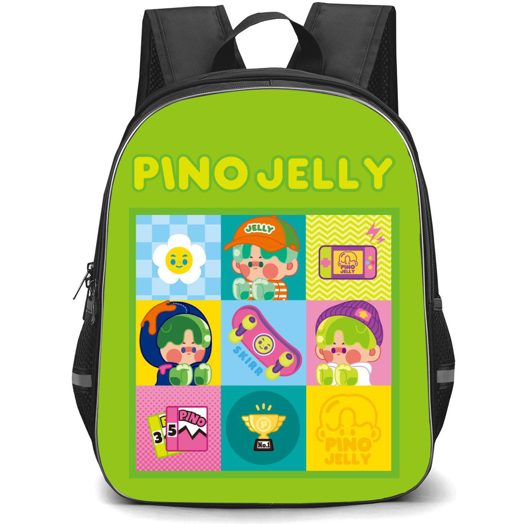 Pop Mart Pino Jelly Backpack StudentPack - Pino Jelly Collage Green Background