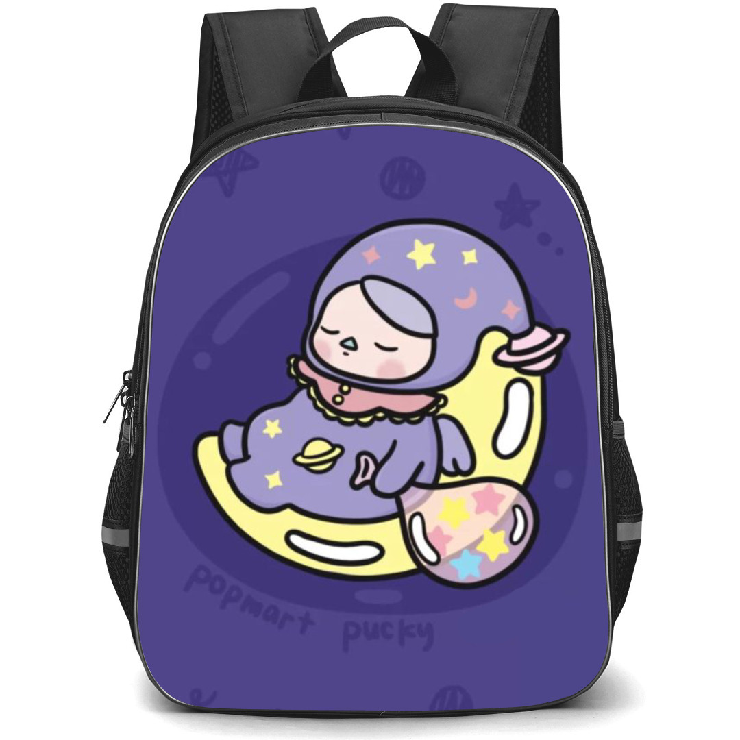 Pop Mart Pucky Backpack StudentPack - Pucky Portrait Purple Pattern Art Background