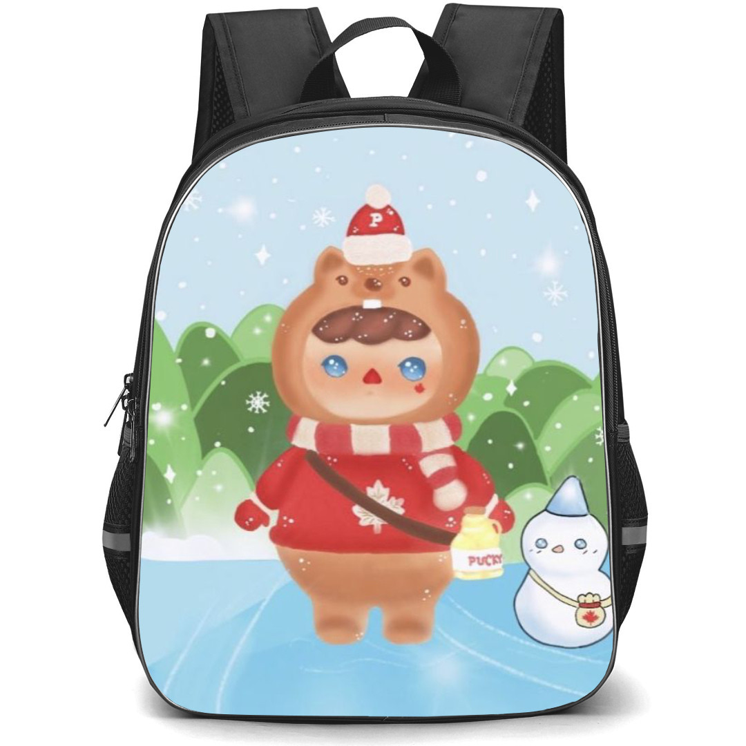 Pop Mart Pucky Backpack StudentPack - Pucky Portrait Snow Background