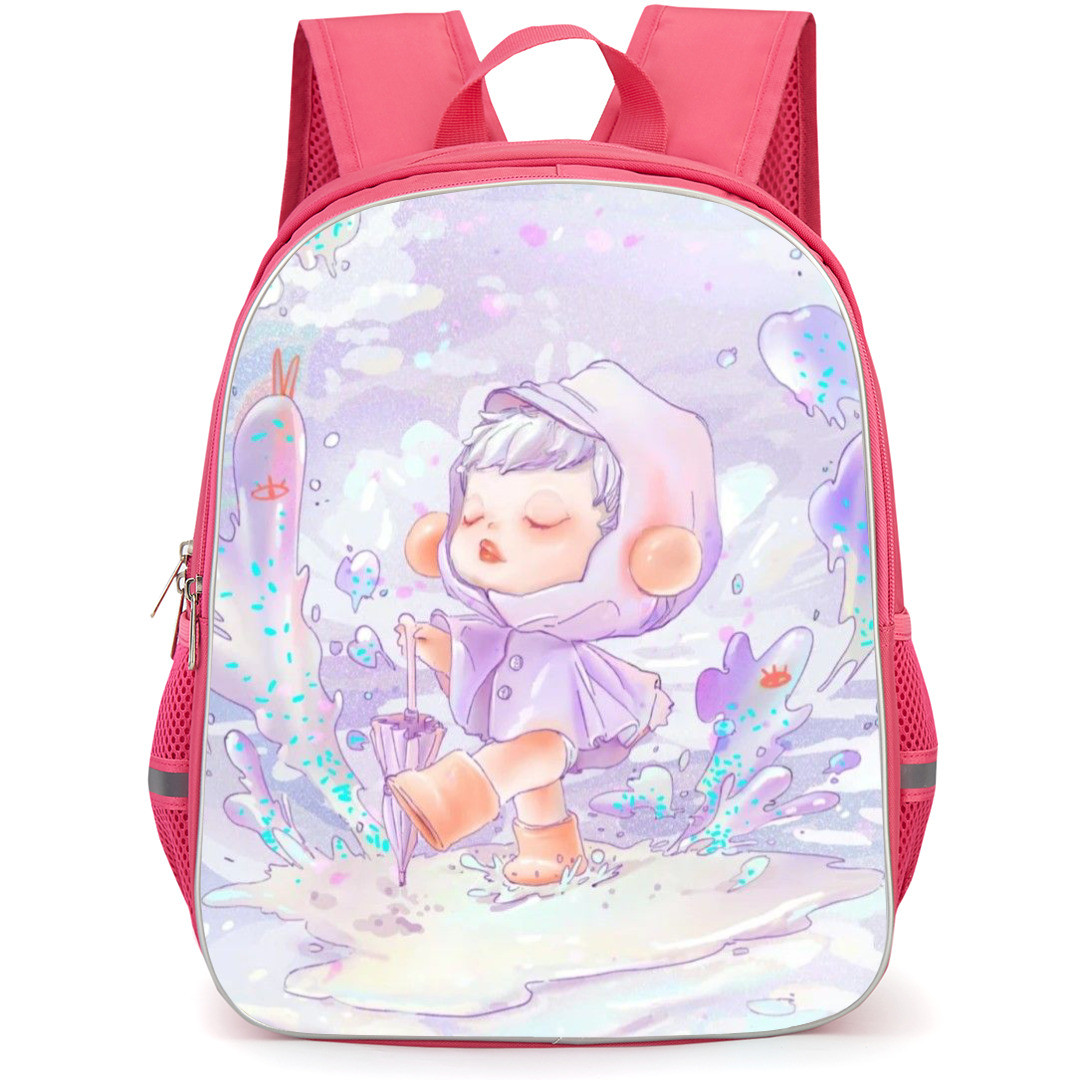 Pop Mart Skull Panda Backpack StudentPack - Skull Panda Walking In Rain Illustration