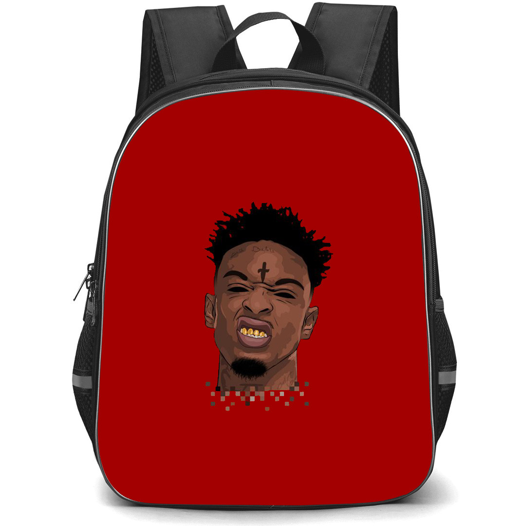 21 Savage Backpack StudentPack - 21 Savage Avatar Illustration Art On Red Background