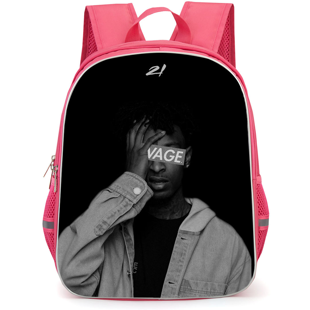 21 Savage Backpack StudentPack - 21 Savage Covering Face Grayscale Portrait