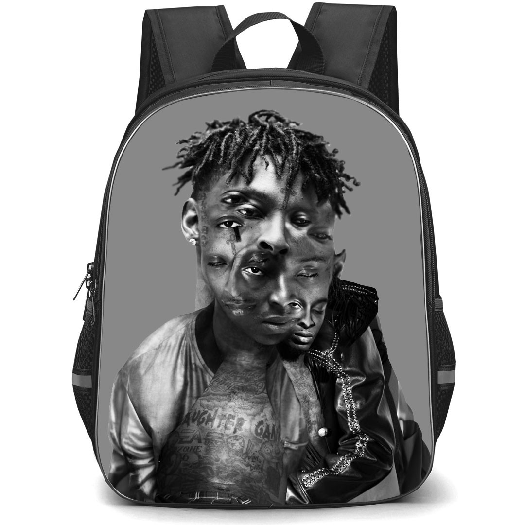 21 Savage Backpack StudentPack - 21 Savage Interview Magazine Grayscale Poster