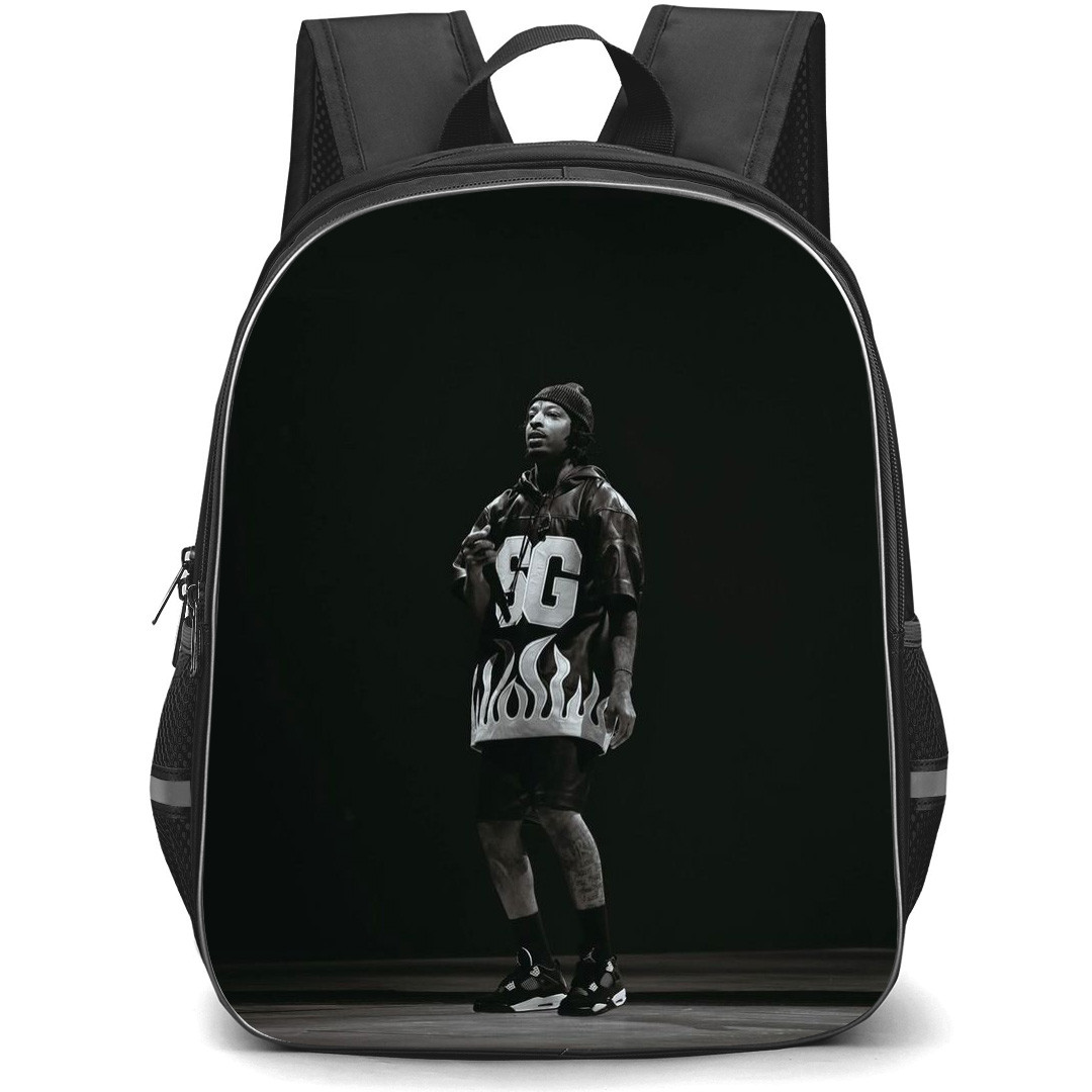 21 Savage Backpack StudentPack - 21 Savage Standing On Stage Grayscale Poster