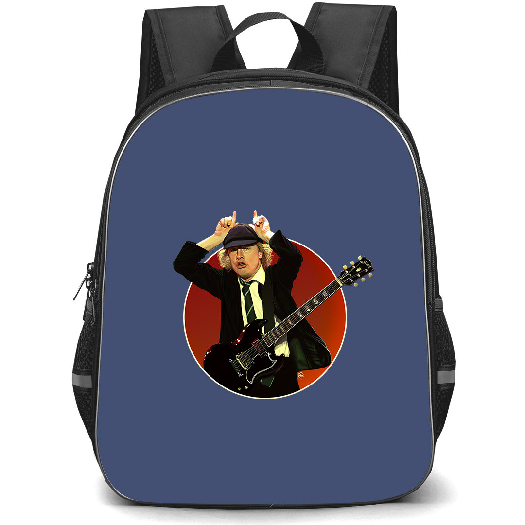 ACDC Angus Young Backpack StudentPack - ACDC Angus Young Hells Bells In Zurich Album Sticker