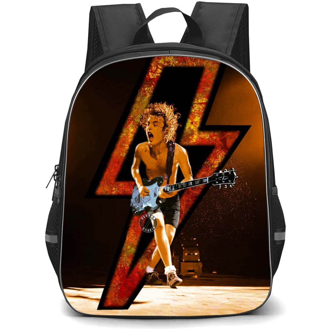 ACDC Angus Young Backpack StudentPack - ACDC Angus Young Performs On Stage Retro Poster