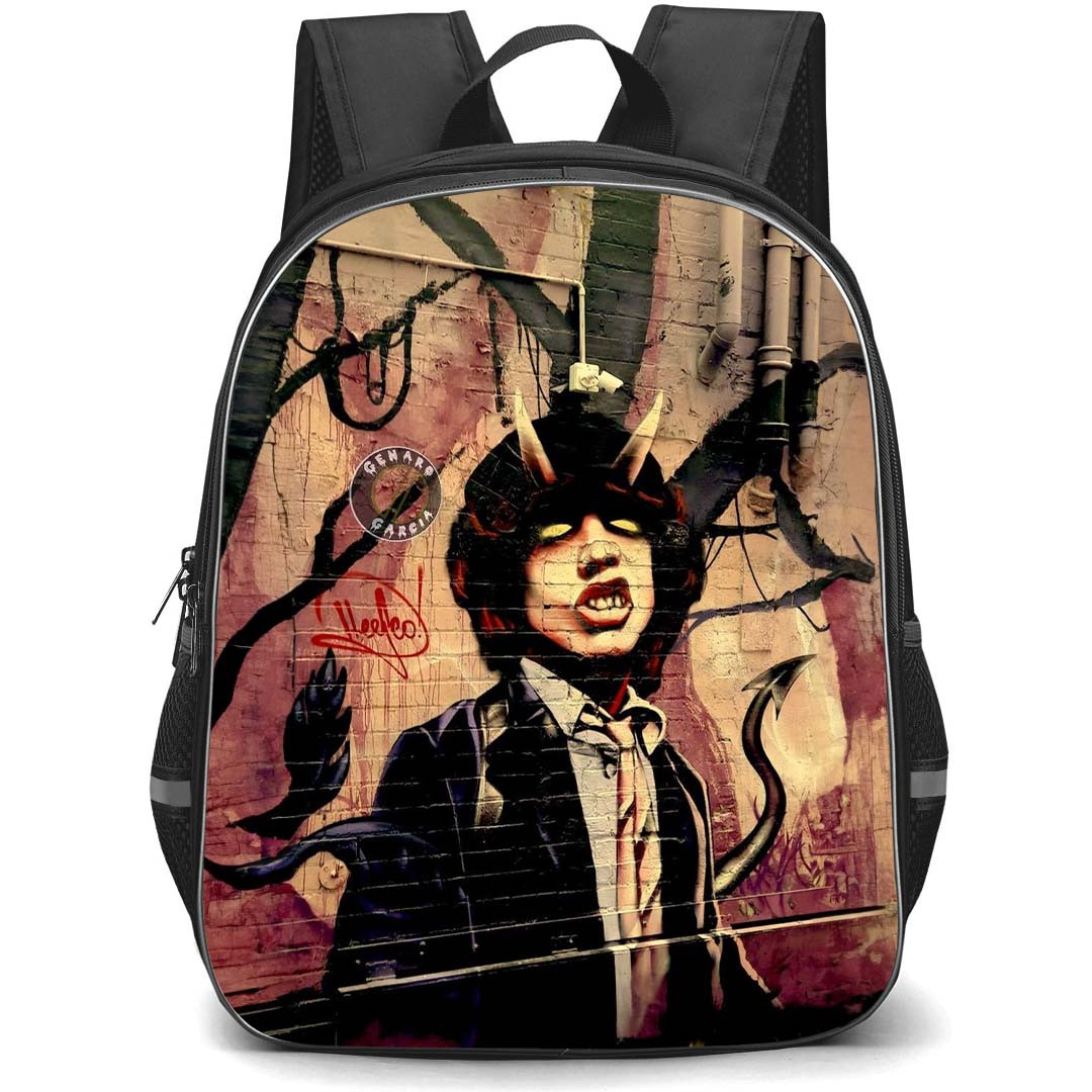ACDC Angus Young Backpack StudentPack - ACDC Angus Young Urban Wall Painting In Melbournes Famous ACDC Lane Way