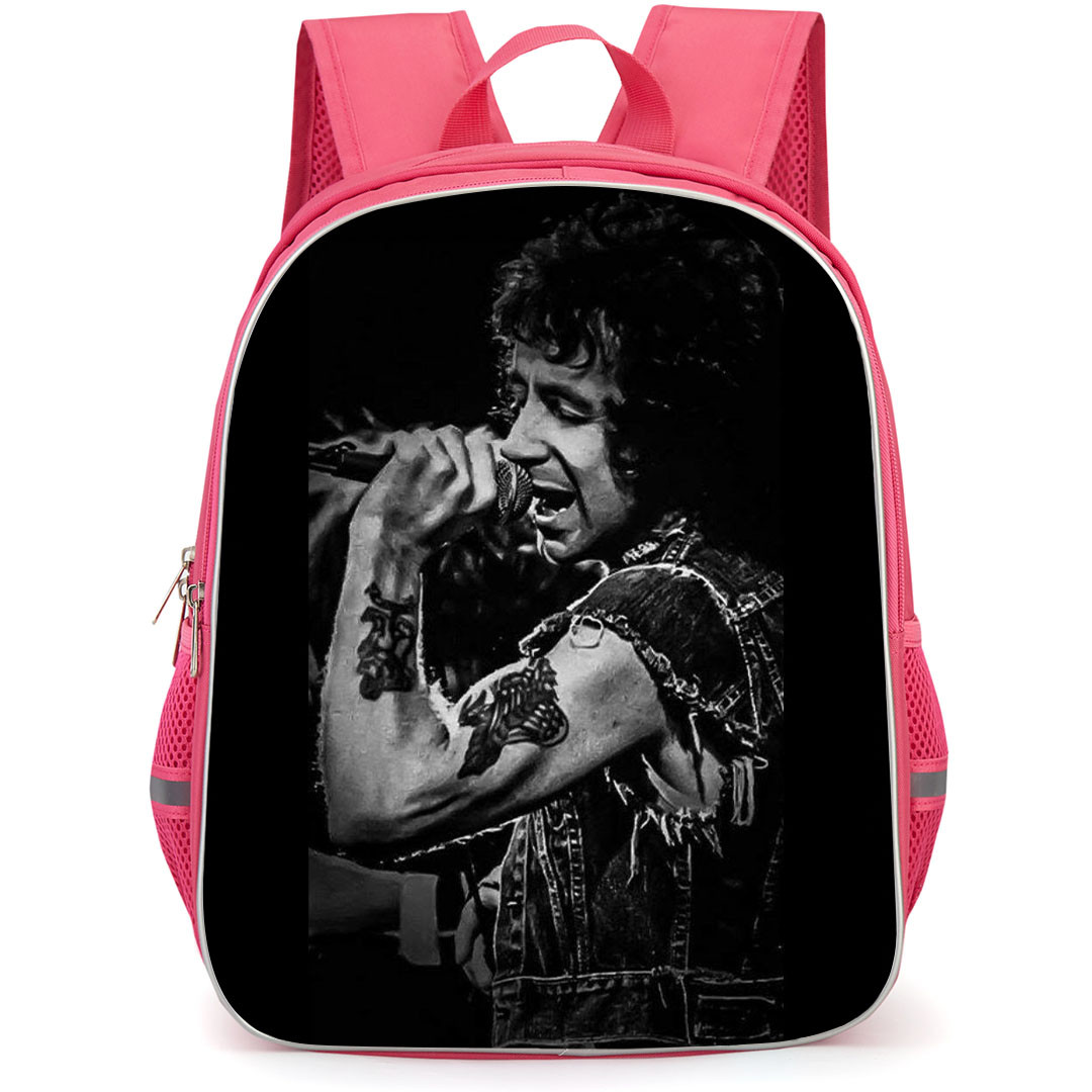 ACDC Bon Scott Backpack StudentPack - ACDC Bon Scott Singing Grayscale Poster