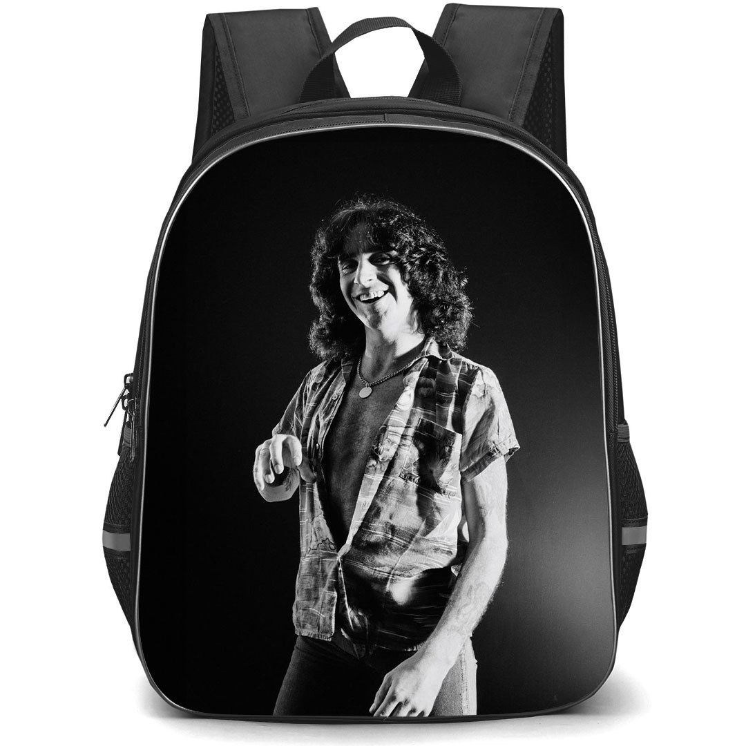 ACDC Bon Scott Backpack StudentPack - ACDC Bon Scott Standing Black And White Picture