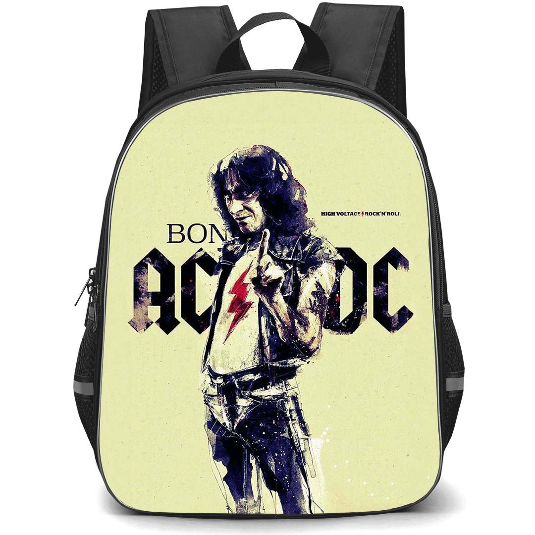 ACDC Bon Scott Backpack StudentPack - ACDC Thunder Bon Scott Painting Art On Beige Background