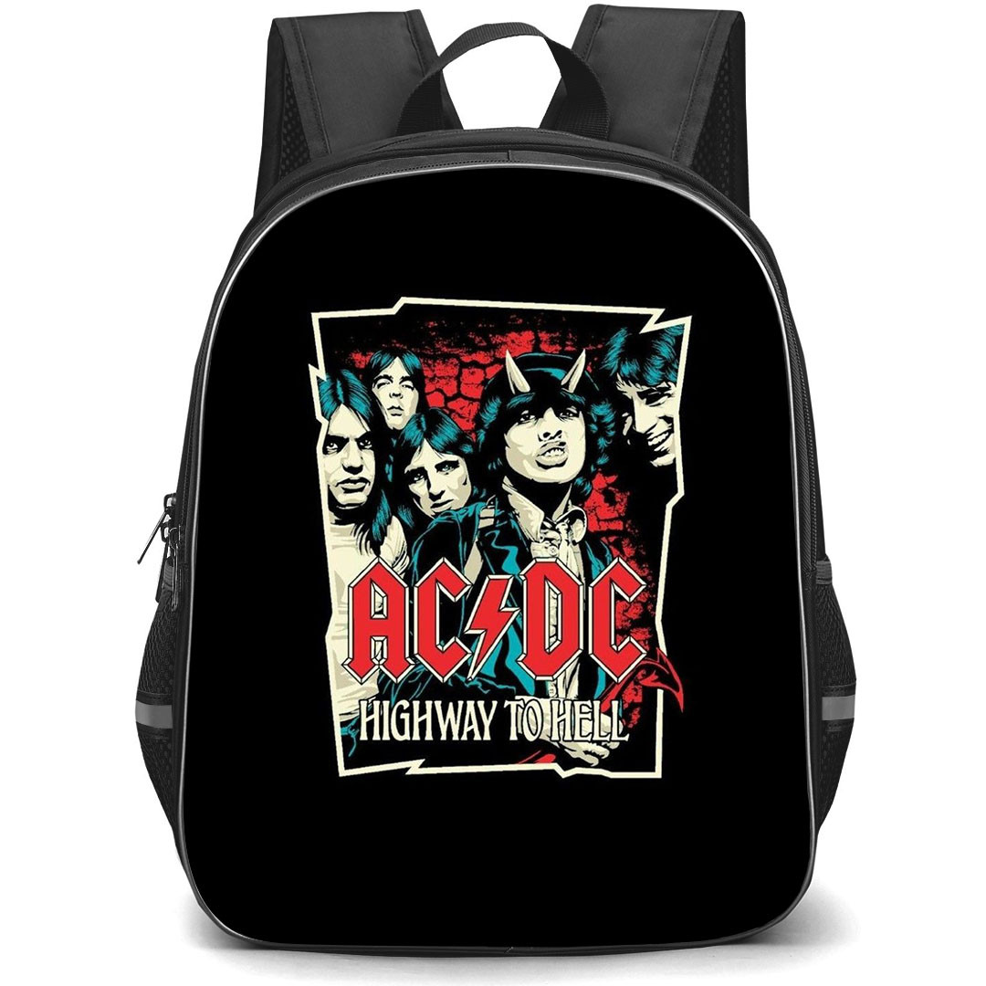 ACDC Backpack StudentPack - ACDC Highway To Hell Rock Poster Illustration On Black Background