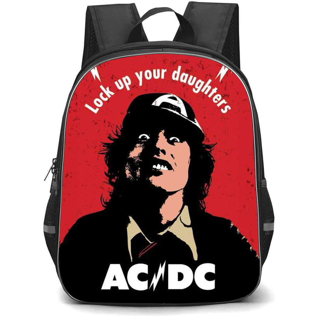 ACDC Backpack StudentPack - ACDC Lock Up Your Daughters Illustration Art Vintage Poster