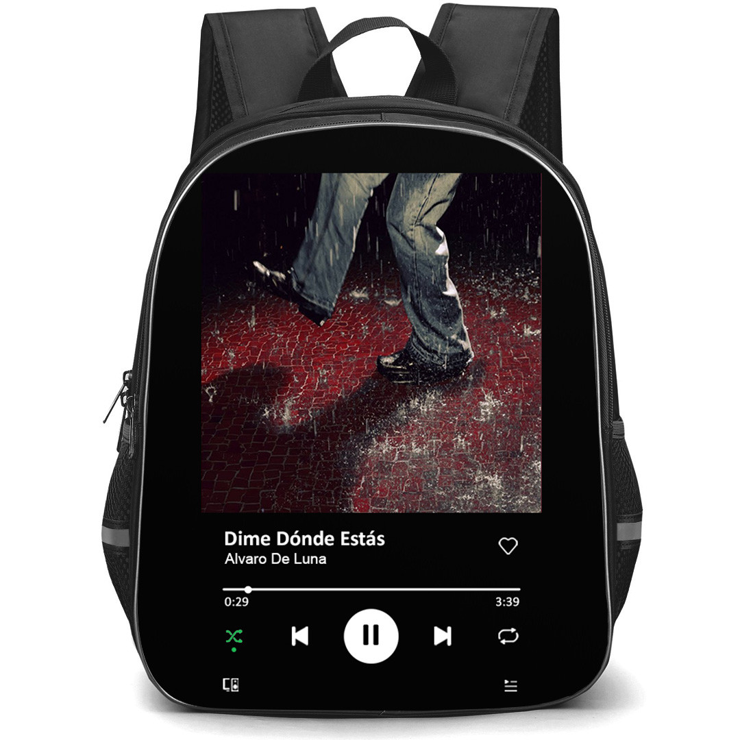 Alvaro De Luna Backpack School Bag StudentPack - Alvaro De Luna Dime Donde Estas Album Spotify Library Poster