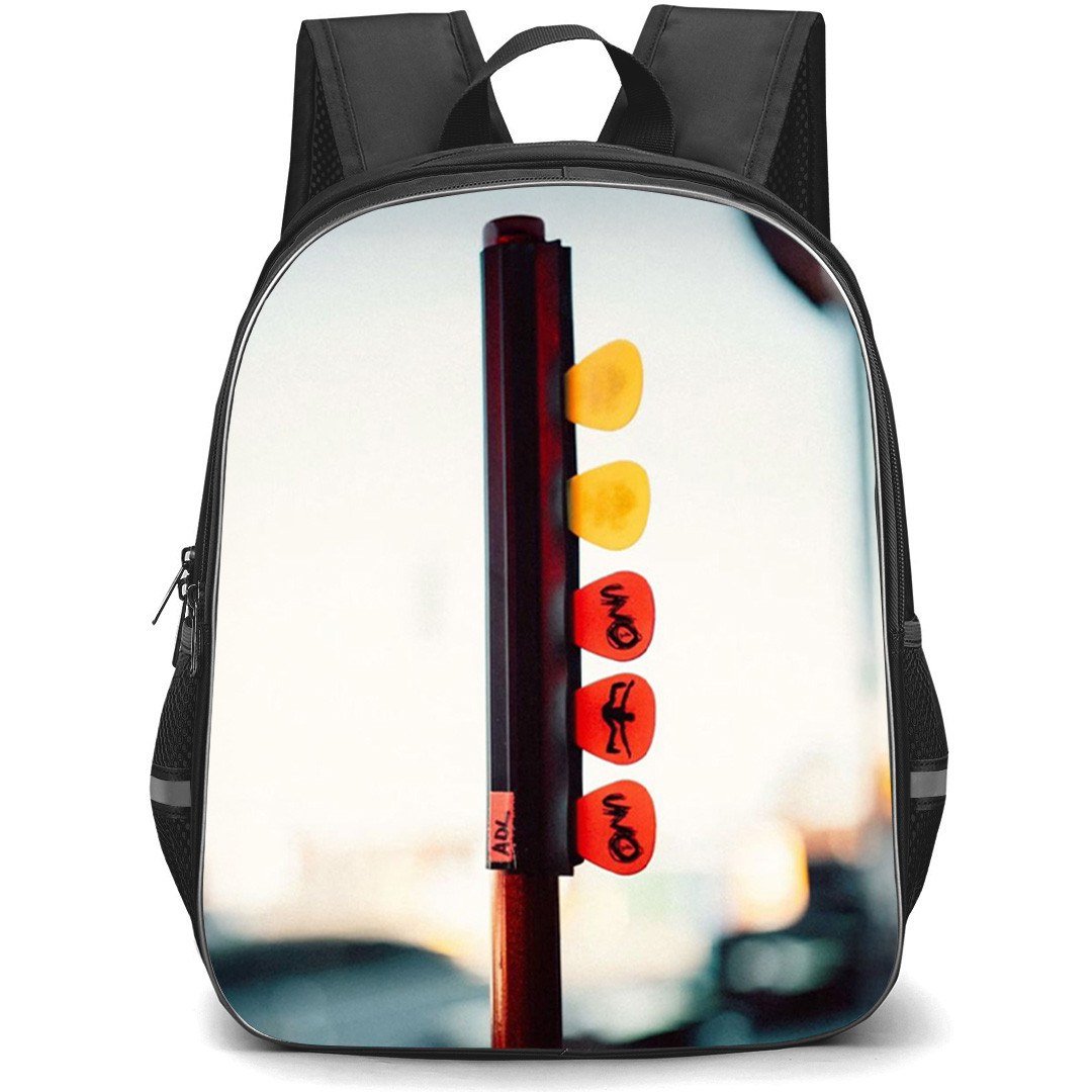 Alvaro De Luna Backpack School Bag StudentPack - Alvaro De Luna Guitar Pick On Blur Background