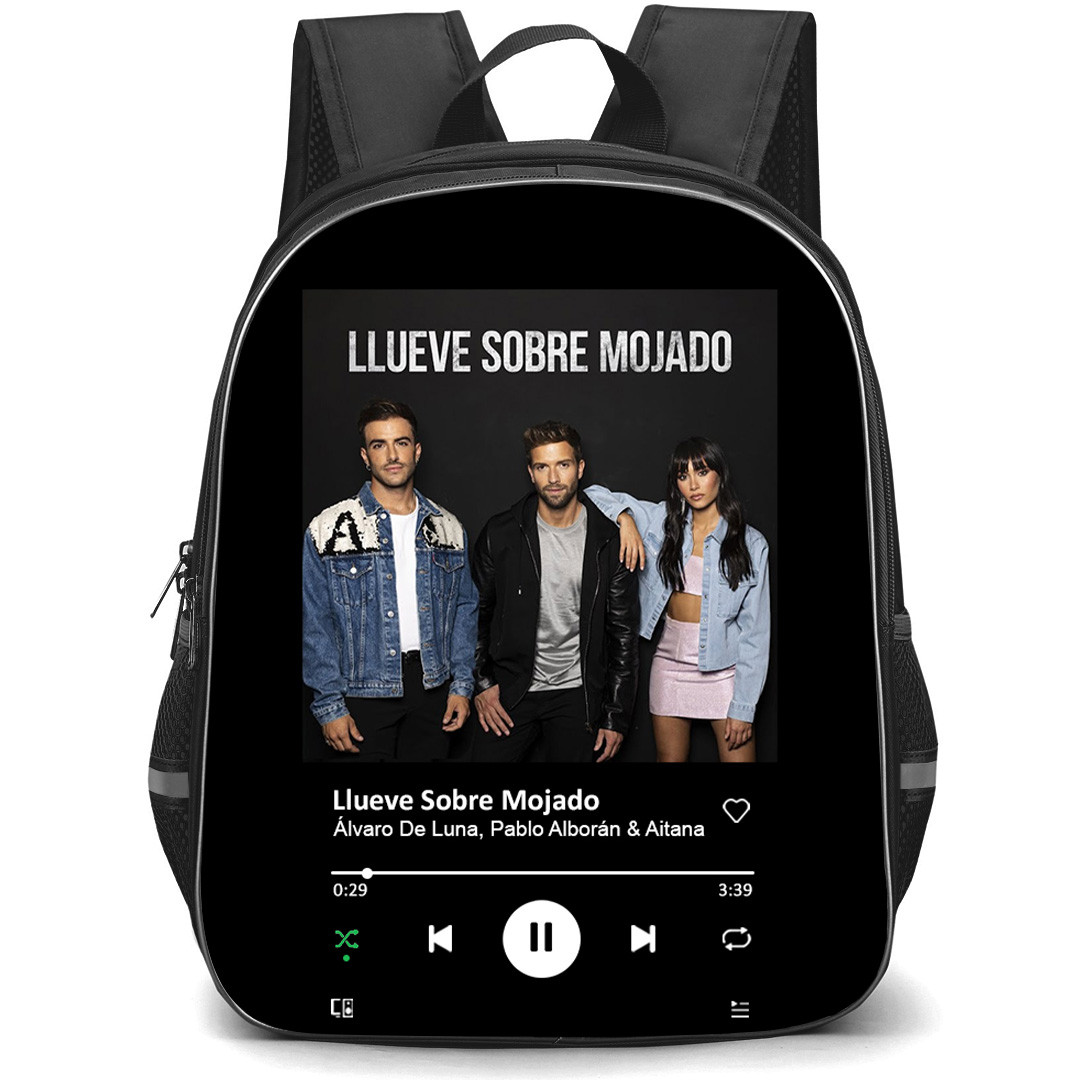 Alvaro De Luna Backpack School Bag StudentPack - Alvaro De Luna Pablo Alboran And Aitana Llueve Sobre Mojado Trio Song Album Spotify Library Poster