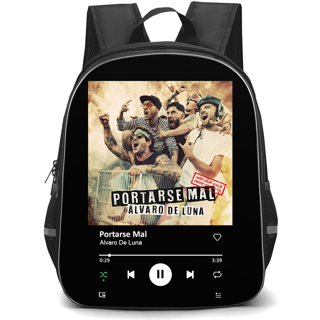 Alvaro De Luna Backpack School Bag StudentPack - Alvaro De Luna Portarse Mal Album Spotify Library Poster