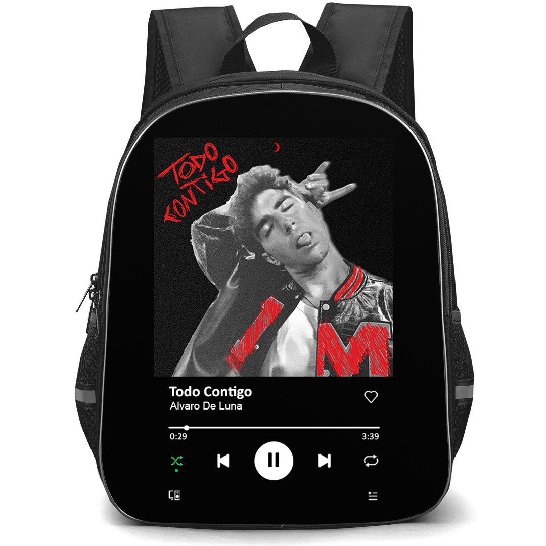 Alvaro De Luna Backpack School Bag StudentPack - Alvaro De Luna Todo Contigo Album Spotify Library Poster