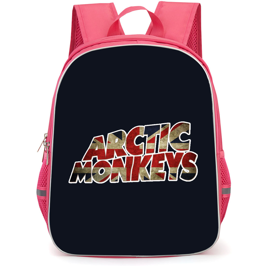 Arctic Monkeys Backpack StudentPack - Arctic Monkeys Logo Word Art With UK Flag Sticker
