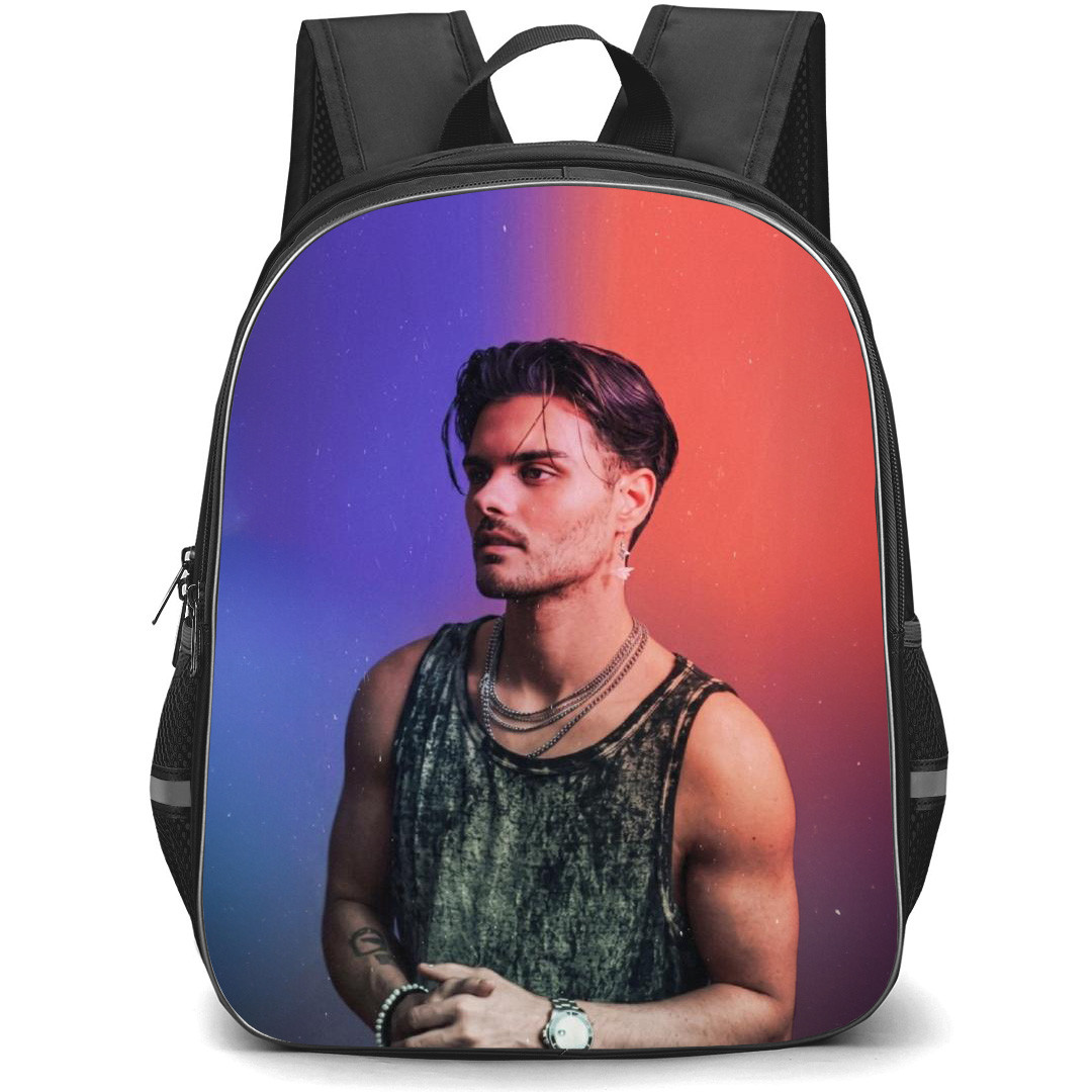 Abraham Mateo Backpack School Bag StudentPack - Abraham Mateo Portrait Wearing Tank Top Pink Background