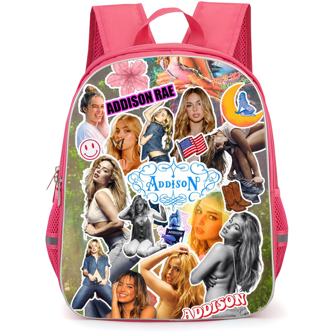 Addison Rae Backpack School Bag StudentPack - Addison Rae Collage Stars Background