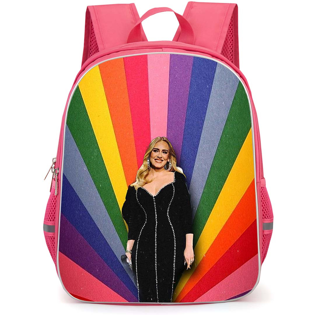 Adele Backpack StudentPack - Adele Standing On Rainbow Background