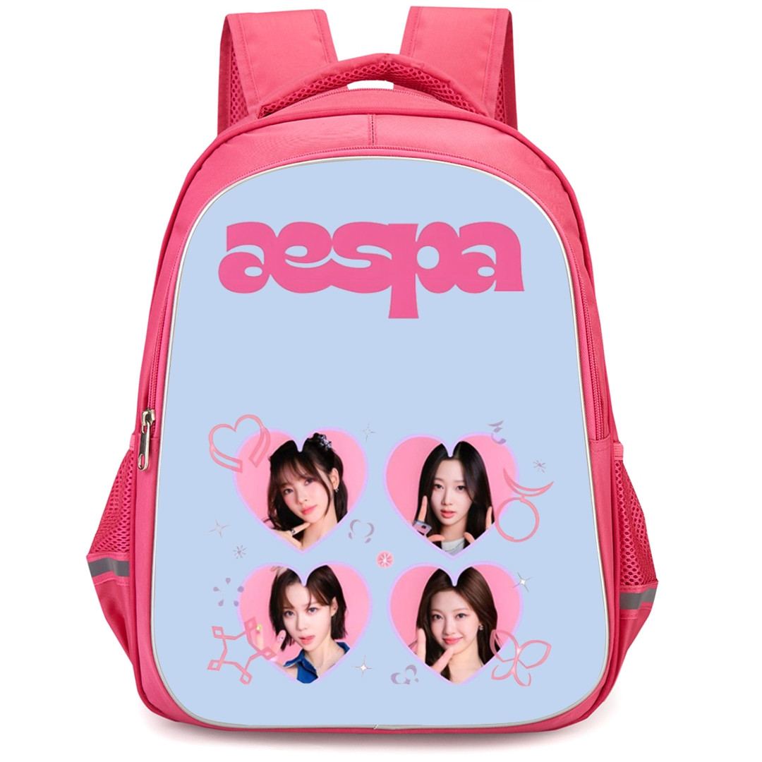 Aespa Backpack StudentPack - Aespa Members Portrait On Heart Shape