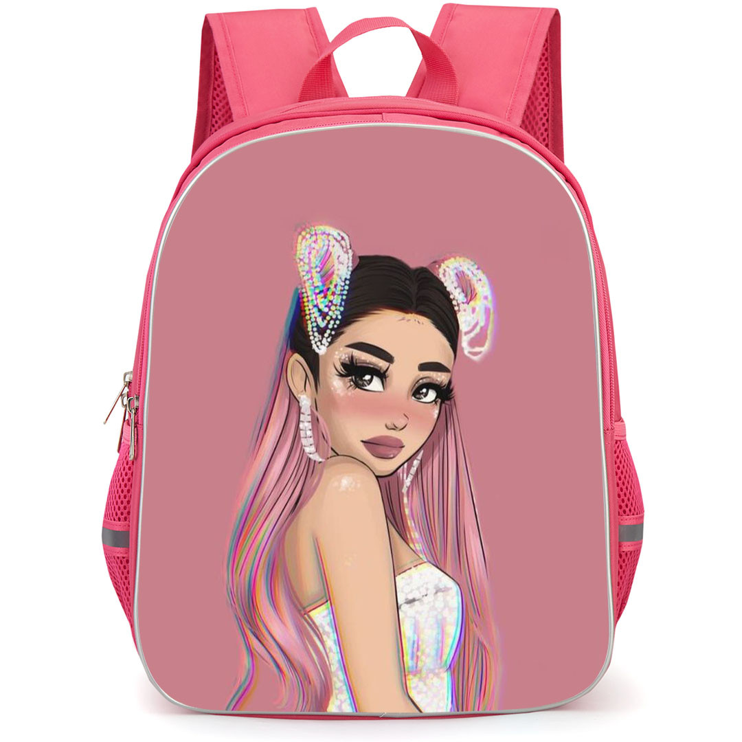 Ariana Grande Backpack StudentPack - Ariana Grande Cute Cartoon Art On Pink Background