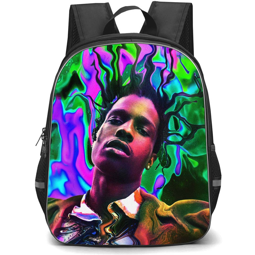 Asap Rocky Backpack StudentPack - Asap Rocky Portrait On Liquid Abstract Background