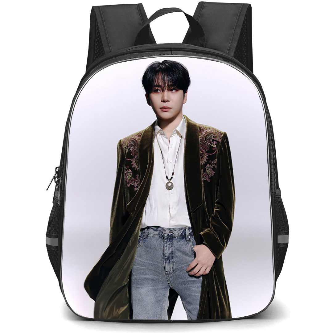 ATEEZ Jongho Backpack School Bag StudentPack - Jongho In Dark Green Velvet Coat Standing Portrait Poster