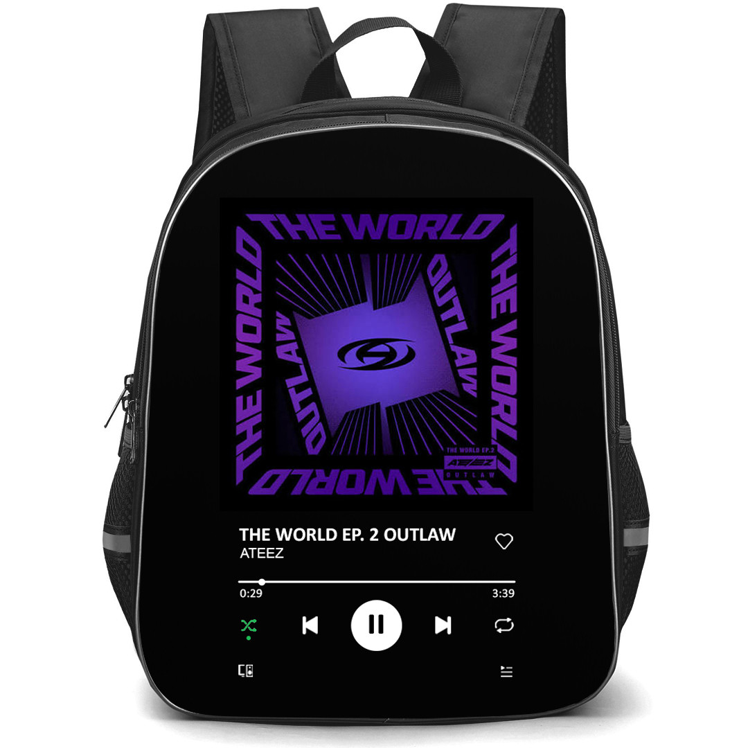 ATEEZ Backpack School Bag StudentPack - ATEEZ THE WORLD EP. 2 OUTLAW Album Cover Spotify Library Poster